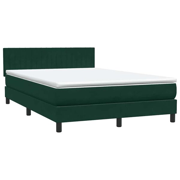 vidaXL Boxspringbett mit Matratze Dunkelgr&uuml;n 160x220 cm Samt