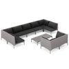 vidaXL 10-tlg. Garten-Lounge-Set mit Kissen Poly Rattan Dunkelgrau