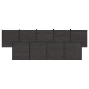vidaXL zaunset 9 Stk. 1564 x 186 cm WPC und Aluminium Schwarz
