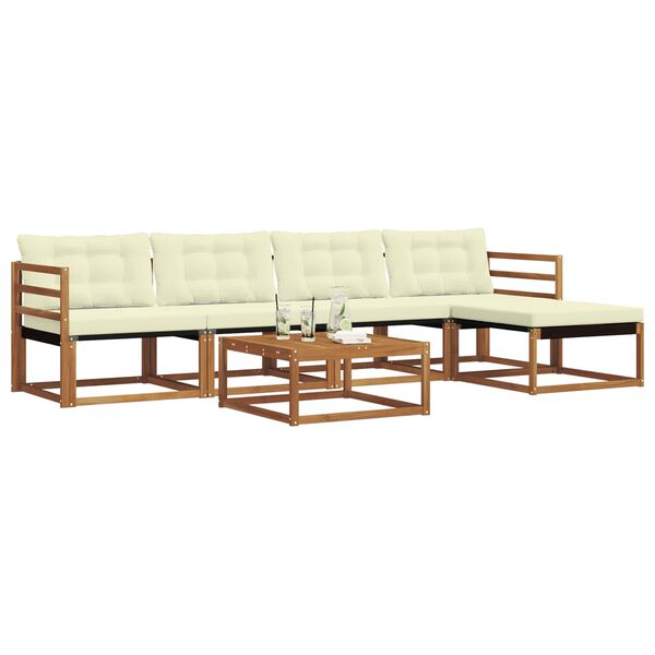 vidaXL Outdoor-Sofagarnitur mit Kissen 6 pcs Natur und Creme