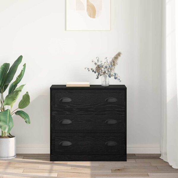 vidaXL Sideboard Schwarz Eichen-Optik 70 x 35,5 x 67,5 cm