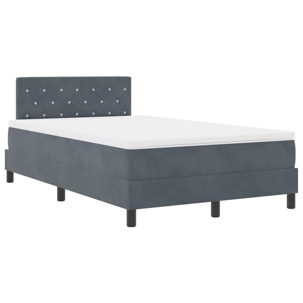 vidaXL Boxspringbett mit Matratze Dunkelgrau 120 x 200 cm Samt