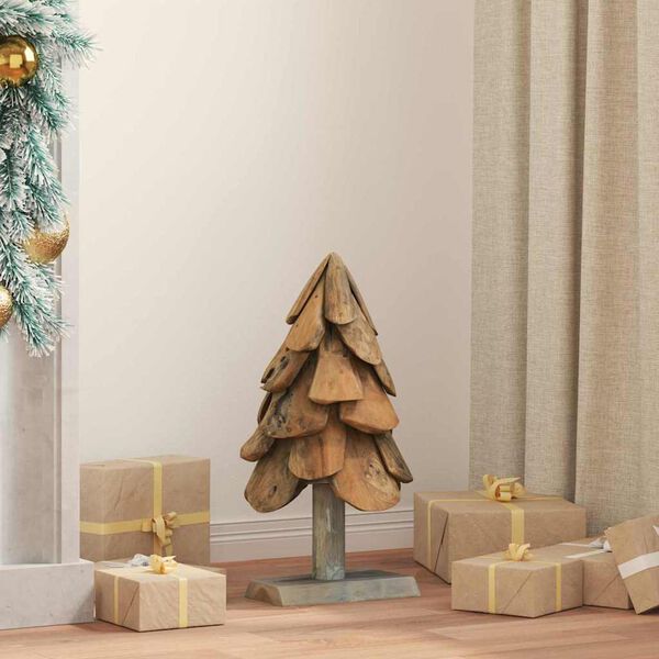 vidaXL Weihnachtsbaum mit St&auml;nder Braun 60 cm Massivholz Teak