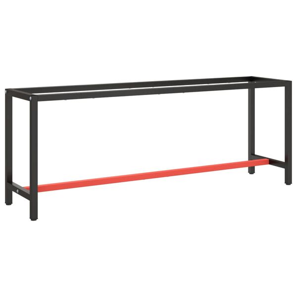 vidaXL Werkbankgestell Mattschwarz und Mattrot 210x50x79 cm Metall