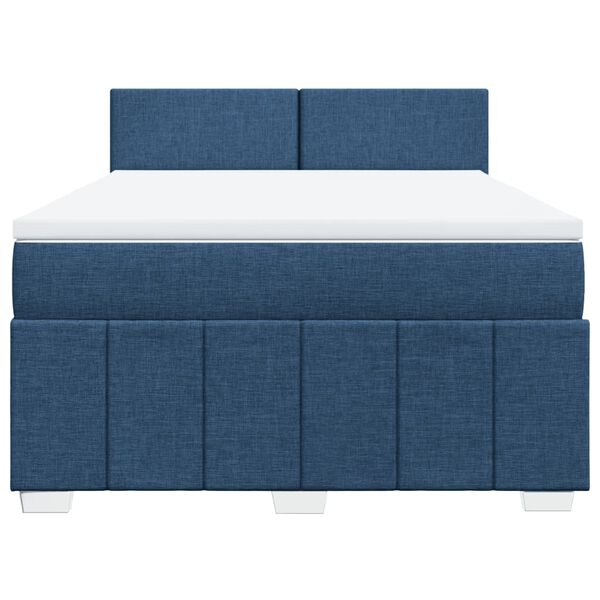 vidaXL Boxspringbett mit Matratze Blau 140x200 cm Stoff