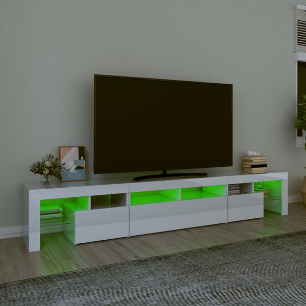 vidaXL TV-Schrank mit LED-Leuchten Hochglanz-Wei&szlig; 230x36,5x40 cm
