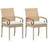 vidaXL Gartenst&uuml;hle 2 pcs Beige und Cremewei&szlig; Poly-Rattan und Akazie