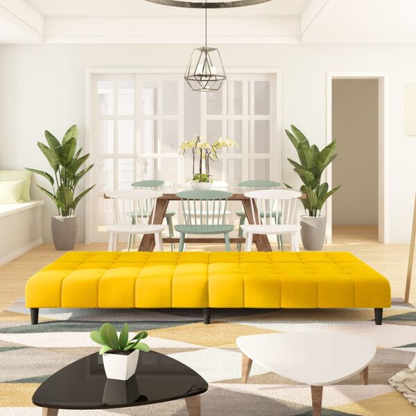 vidaXL Schlafsofa 2-Sitzer Gelb Samt