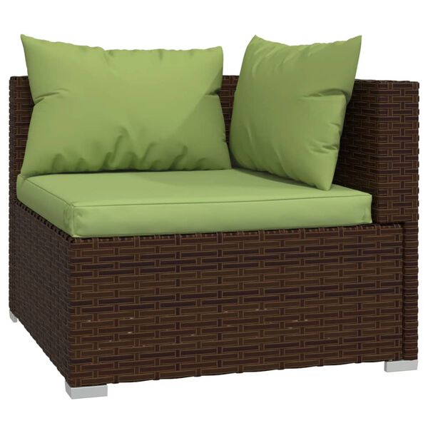 vidaXL 14-tlg. Garten-Lounge-Set mit Kissen Braun Poly Rattan
