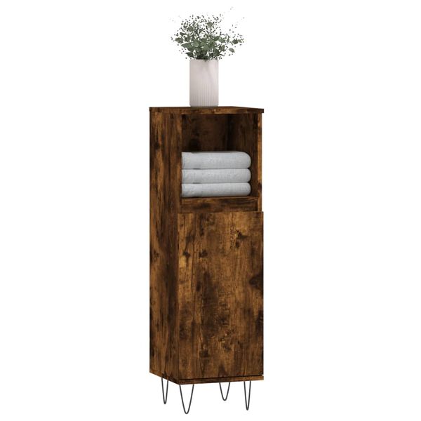 vidaXL Badschrank Räuchereiche 30x30x100 cm Holzwerkstoff