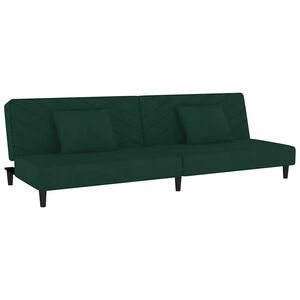 vidaXL Schlafsofa 2-Sitzer mit 2 Kissen Dunkelgr&uuml;n Samt