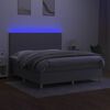 vidaXL Boxspringbett mit Matratze & LED Hellgrau 160x200 cm Stoff