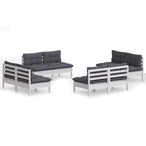vidaXL 8-tlg. Garten-Lounge-Set mit Anthrazit Kissen Kiefernholz