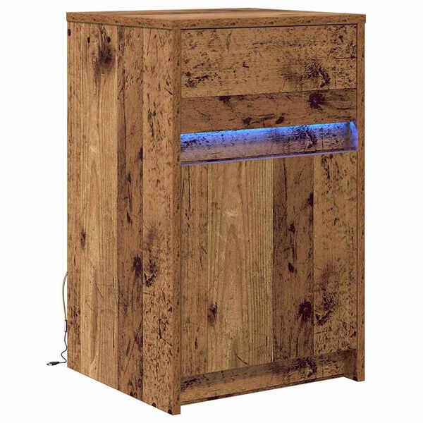 vidaXL LED Nachttisch Altholz 38 x 34 x 61 cm Holzwerkstoff