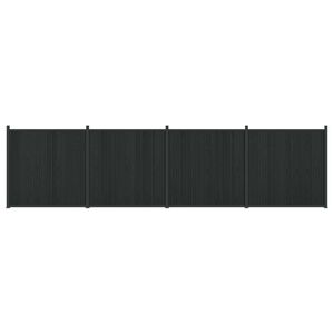 vidaXL Zaunelement 4 Stk. 705 x 186,5 cm WPC und Aluminium Schwarz