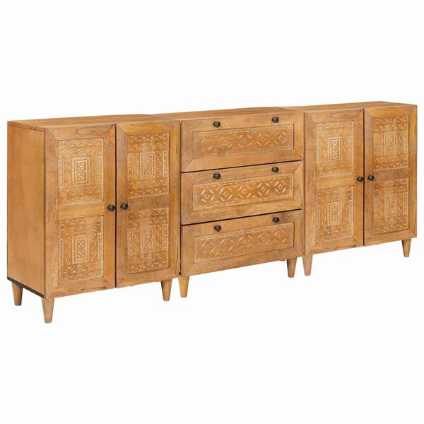 vidaXL Sideboard 3 pcs Braun 60 x 33 x 75 cm massives Mangoholz