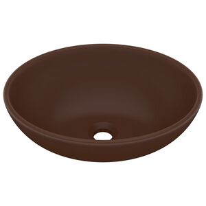 vidaXL Luxuri&ouml;ses Ovales Waschbecken Matt Dunkelbraun 40x33 cm Keramik