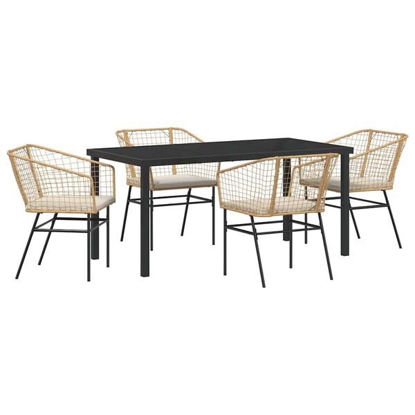 vidaXL Garten Essgruppe 5 pcs Braun Poly-Rattan