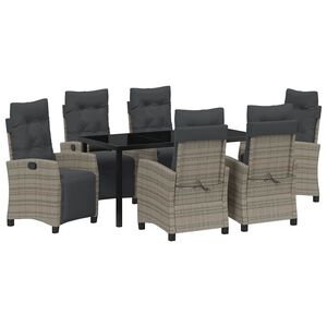 vidaXL Garten Essgruppe mit Kissen 7 pcs Grau Poly-Rattan