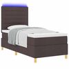 vidaXL LED Boxspringbett mit Matratze Dunkelbraun 90 x 200 cm Stoff