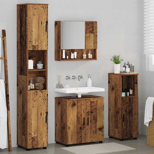 vidaXL Badezimmerm&ouml;bel-Set 4 pcs Altholz Holzwerkstoff & Metall