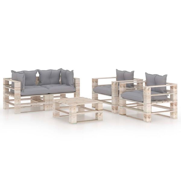 vidaXL 5-tlg. Garten-Lounge-Set aus Paletten mit Kissen Kiefernholz