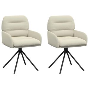 vidaXL Drehstuhl Esszimmer 2 pcs Kunstleder Creme 59 x 59,5 x 90 cm