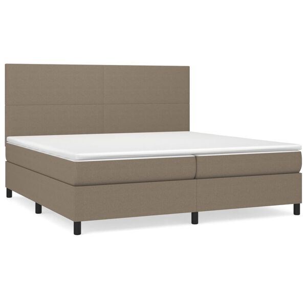 vidaXL Boxspringbett mit Matratze Taupe 200x200 cm Stoff