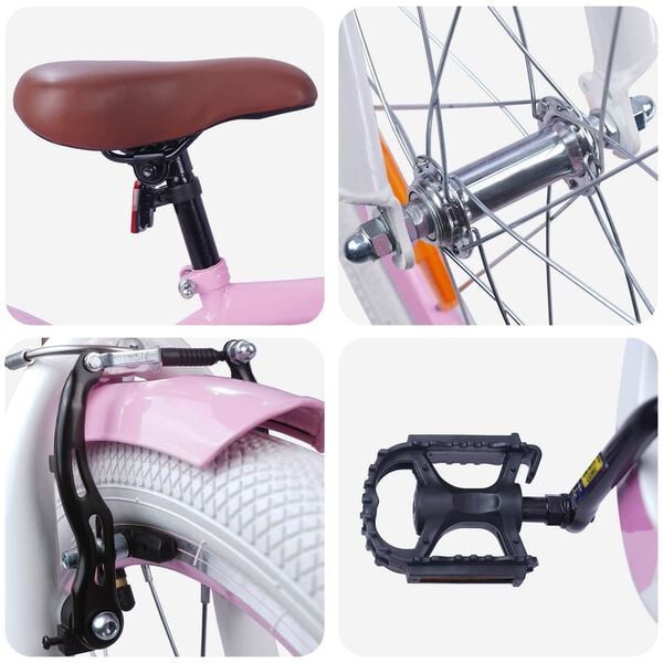 vidaXL Kinderfahrrad 18 Zoll f&uuml;r 5-7 Jahre alt Hellrosa