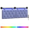 vidaXL H&auml;ngendes Kopfteil Mit LED Licht Jeans blau Stoff