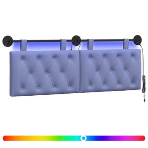 vidaXL H&auml;ngendes Kopfteil Mit LED Licht Jeans blau Stoff