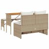 vidaXL 3-tlg. Garten-Essgruppe mit Kissen Beige Poly Rattan