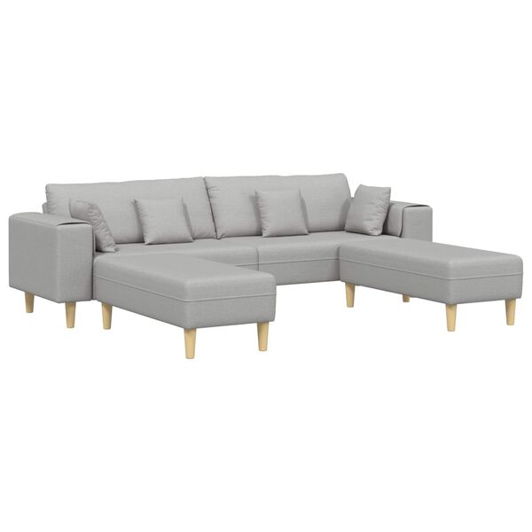 vidaXL Sofa mit Kissen 3 pcs Wolkengrau Stoff