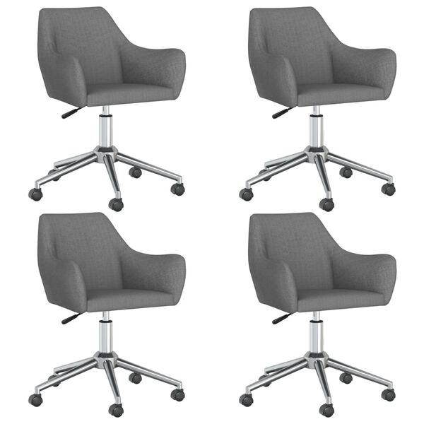 vidaXL Esszimmerst&uuml;hle 4 Stk. Drehbar Dunkelgrau Stoff