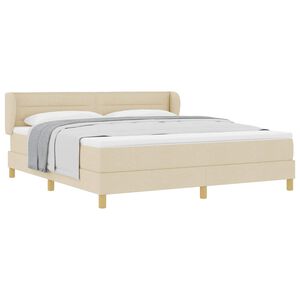 vidaXL Boxspringbett mit Matratze Creme 180 x 200 cm Stoff