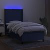 vidaXL Boxspringbett mit Matratze & LED Blau 90x200 cm Stoff