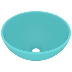 vidaXL Luxus-Waschbecken Rund Matt Hellgr&uuml;n 32,5x14 cm Keramik