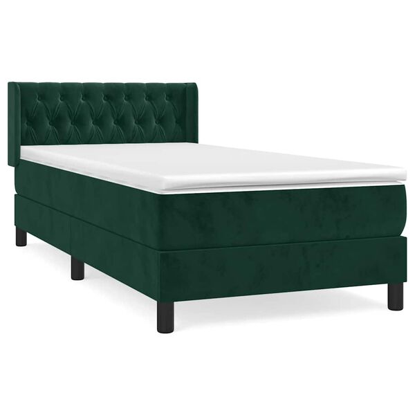 vidaXL Boxspringbett mit Matratze Dunkelgr&uuml;n 100x200 cm Samt