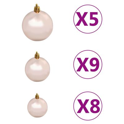 vidaXL Künstlicher Eck-Weihnachtsbaum LEDs & Kugeln Weiß 210 cm PVC