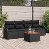 vidaXL Gartensofa-set mit Kissen 5 pcs Schwarz Poly-Rattan