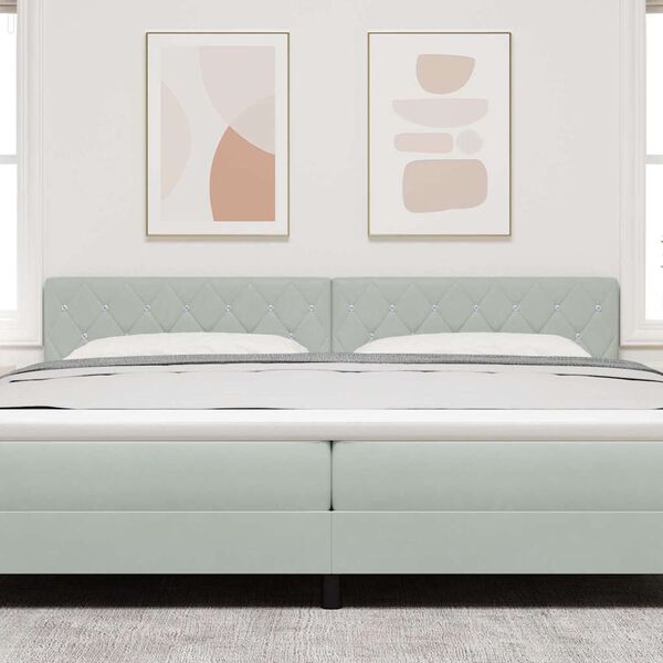 vidaXL Kopfteil mit Kopfteil Hellgrau 200 cm Kunstleder