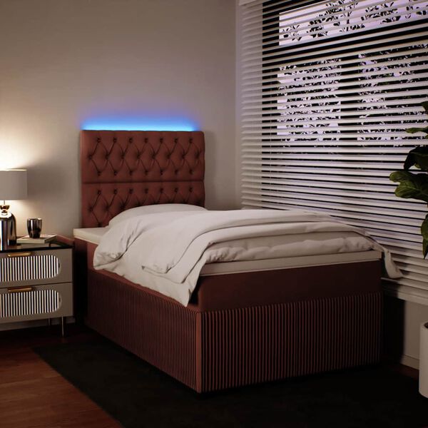 vidaXL Boxspringbett mit Matratze Rosa 120x200 cm Samt