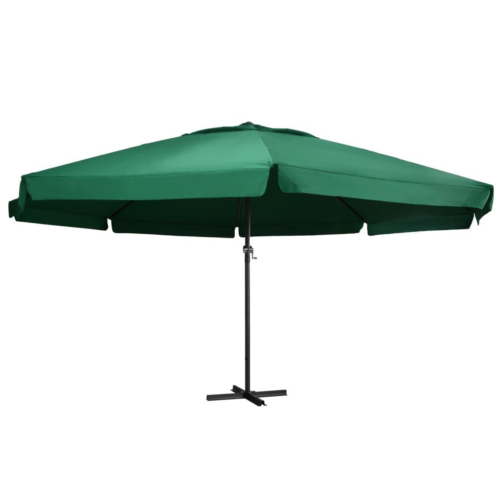 Sonnenschirm Mit Aluminium-Mast – Ø 270 Cm, Grün, UV-Schutz, Kurbelmechanismus Für Garten