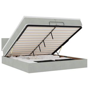 vidaXL Ottoman-Bett mit Matratzen & LEDs Hellgrau 200x200 cm Samt