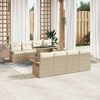 vidaXL Gartensofa-set mit Kissen mit Speicher 9 pcs Beige Poly Rattan