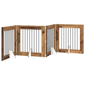 vidaXL Klappbares Hundetor mit St&auml;ndern 4 stk. Altholz 321 cm
