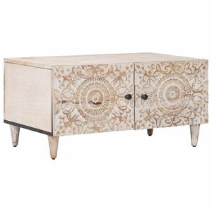 vidaXL Couchtisch Wei&szlig; 80 x 50 x 40 cm Massivholz Mango