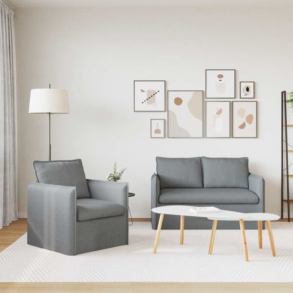 vidaXL Sofa Set 2 pcs Hellgrau 136 x 82 x 85 cm Stoff