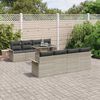 vidaXL Garten-Sofa-Set mit Kissen 9 pcs Hellgrau Poly Rattan