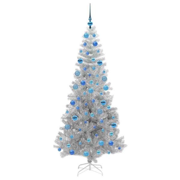 vidaXL Weihnachtsbaum mit 300 LEDs mit St&auml;nder Silber 180 cm PET
